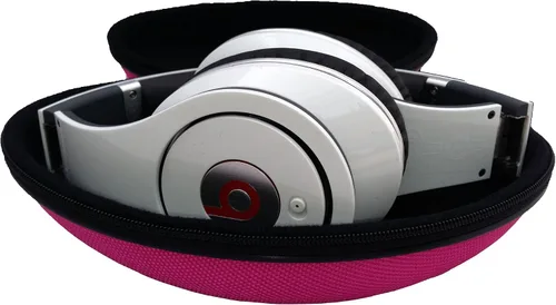 Vista 3 de Funda de transporte para auriculares ovalada rígida Protección de bolsa de viaje compatible con auriculares plegables Nylon balístico rosa
