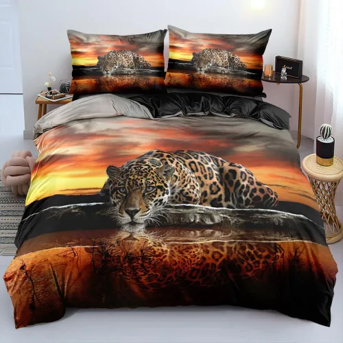 Vista 36 de Juego de funda de edredón con diseño de tigre blanco, tamaño individual, funda de edredón con estampado de animales salvajes, juego de ropa de cama