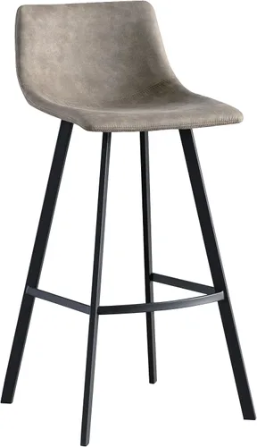 Vista 4 de Leick Home 10137BL/GR Taburete de bar tapizado de microfibra con base de acero, juego de 2, para encimeras de cocina elevadas, mesas altas y bares