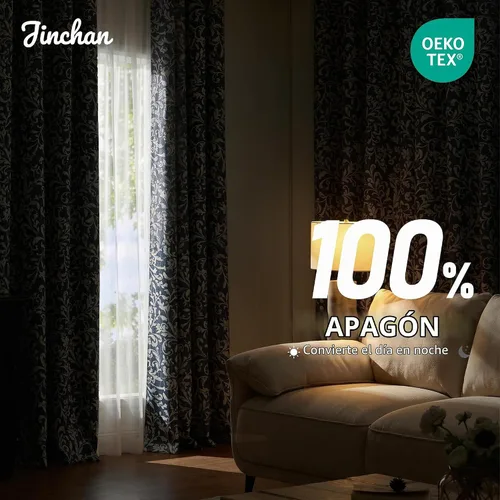 Vista 3 de jinchan Cortinas opacas para dormitorio, cortinas azules con estampado floral de volutas de 84 pulgadas de largo para sala de estar, cortinas