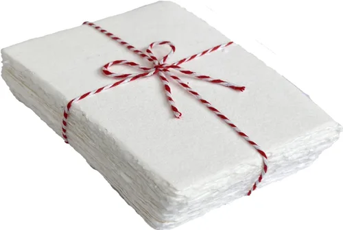 Vista 9 de Papel de algodón hecho a mano con borde irregular de fibra de algodón reciclado, cartulina de medios mixtos para tarjetas de mesa/acompañantes