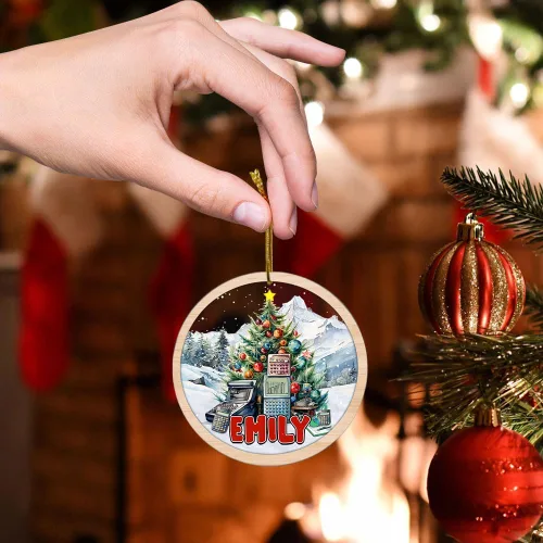 Vista 3 de Adorno personalizado de contador para hombres y mujeres, para colgar en el árbol, artículos de decoración de puerta del hogar, acrílico, 2.90 x 2.90