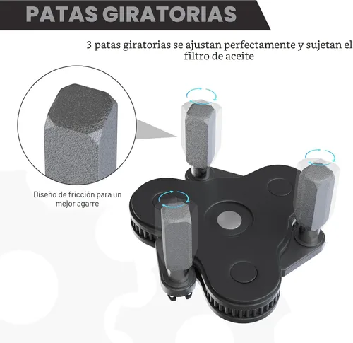 Vista 4 de WORKPRO - Llave universal para filtro de aceite ajustable (2-3/8 a 3-3/4 pulgadas), herramienta magnética de extracción de filtro de aceite, juego