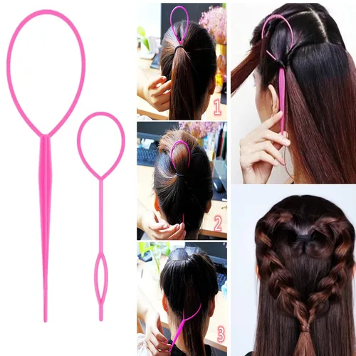 Vista 5 de 5 piezas de juego de cepillo Slick Back con herramienta Topsy Tail, cerdas para estirar, peine de rata para peinado de cabello de mujeres y niñas