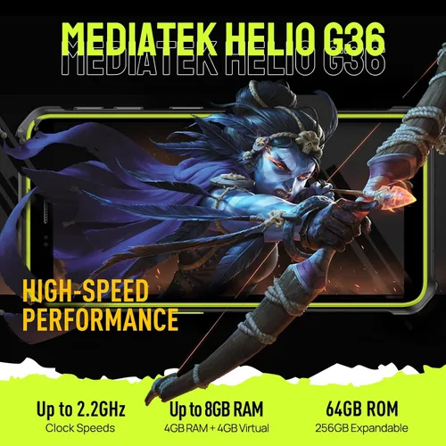 Vista 4 de Ulefone Armor X12 Pro - Teléfono inteligente resistente, teléfonos impermeables desbloqueados, Octa-core Android 15, 8 GB+64 GB, Dual SIM Global 4G