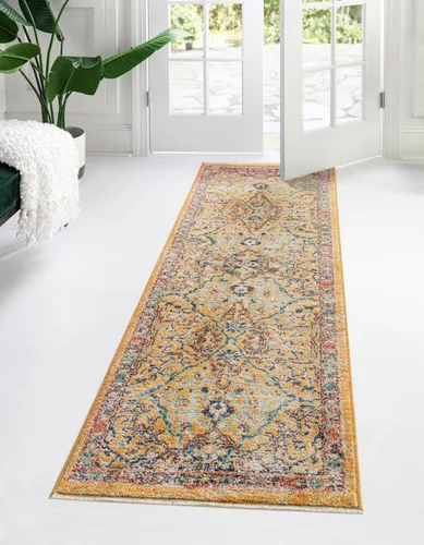 Vista 16 de Unique Loom Lola Collection - Alfombra de área Vivacious (2 pies 2 pulgadas x 3 pies 1 pulgada, rectangular, color rojo ladrillo/azul)