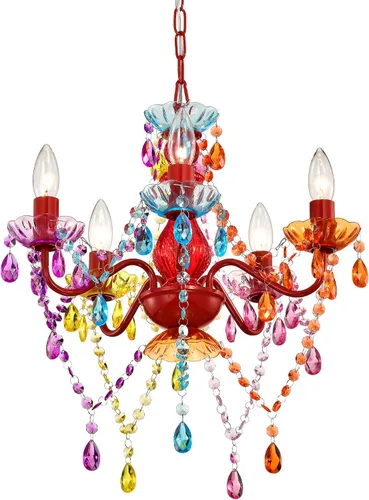 Vista 14 de Lámpara pequeña rosa y blanca para dormitorio de niñas, lámpara de techo moderna de cristal acrílico de 5 luces, mini candelabro para habitación