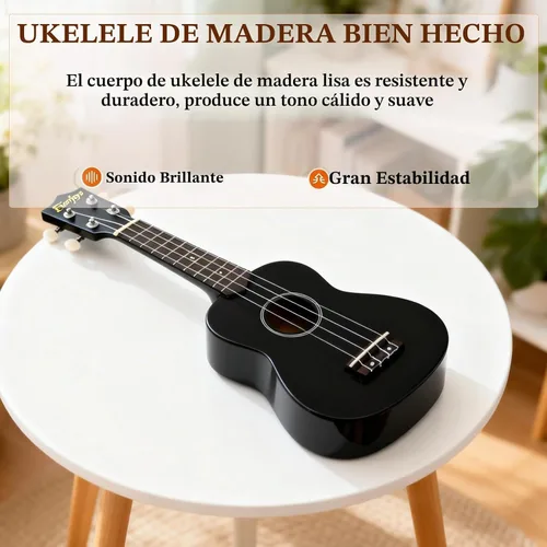 Vista 7 de Kit de ukelele soprano para principiantes de 21 pulgadas con correa de sintonizador de bolsa de concierto en línea gratuita, rápido de aprender Negro