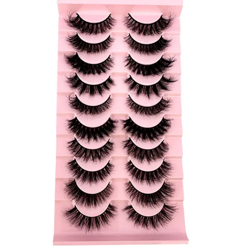Vista 7 de 10 pares de pestañas postizas de visón 3D, hechas a mano, pestañas largas y finas, pestañas naturales para maquillaje de ojos (3-6)