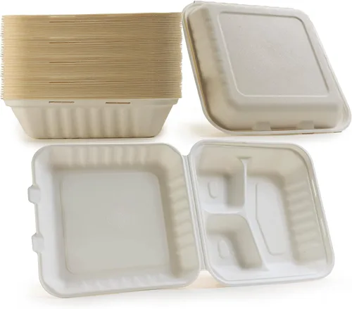 Vista 10 de Greenwave Evolution TW-BOO-004 - Recipientes para alimentos de 6 x 6 x 3 pulgadas, bagazo con aspecto de mármol, 100% compostable, desechables