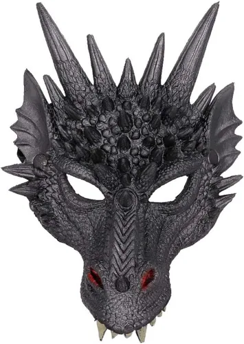 Vista 2 de Disfraz de dragón de Halloween para niños, 3 unidades de máscara de dinosaurio, ala y cola de cosplay
