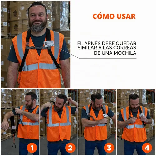 Vista 7 de Ergodyne Squids 3138 - Arnés acolchado para escáner de código de barras, cordón de anclaje para escáneres de código de barras, diseño de separación