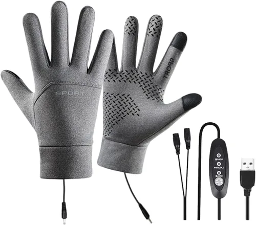 Vista 8 de Guantes eléctricos Ropa de mano con calefacción USB, interior de forro polar impermeable a prueba de viento Ciclismo al aire libre, deportes