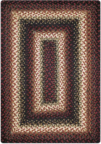 Vista 230 de Homespice Apple Pie - Alfombra ovalada roja de 2 x 3 pies, alfombra de cocina trenzada para decoración primitiva y rústica, reversible, yute sin