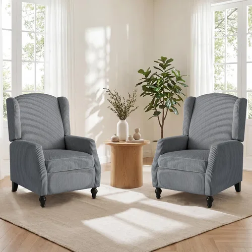 Vista 16 de Silla Wingback con masaje y calor, silla reclinable de tela copetuda, silla reclinable con respaldo de ala con control remoto, cojín acolchado