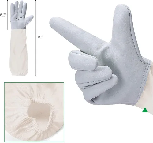 Vista 3 de DOGMIL Traje de abeja profesional para hombres y mujeres con guantes de apicultor dos velos, protección para patio trasero profesional
