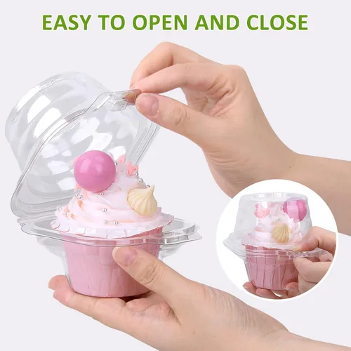 Vista 5 de Cajas de cupcakes individuales para cupcakes, 25 paquetes de soporte regular individual para cupcakes, cobertura alta para magdalenas, soporte