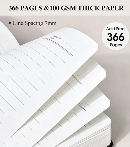 Vista 4 de PAIBAS Cuaderno de diario con líneas gruesas de 365 páginas para hombres y mujeres, diarios grandes de cuero A4 para escribir, cuadernos de tapa