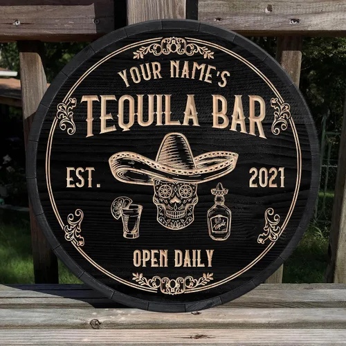 Vista 5 de Placa de pared de madera de bar de tequila mexicano personalizado, letrero de bar de México, letrero rústico para pub para el hogar, decoración