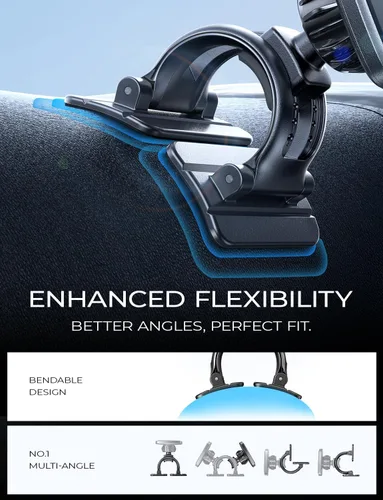 Vista 5 de LISEN Soporte magnético de teléfono para iPhone y Android con 6 imanes y diseño de arco ajustable, color negro