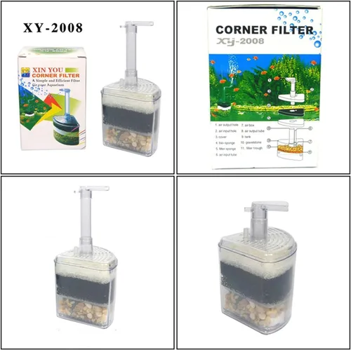Vista 3 de Filtro esquinero para pecera a aire con medio de filtrado XY-2008