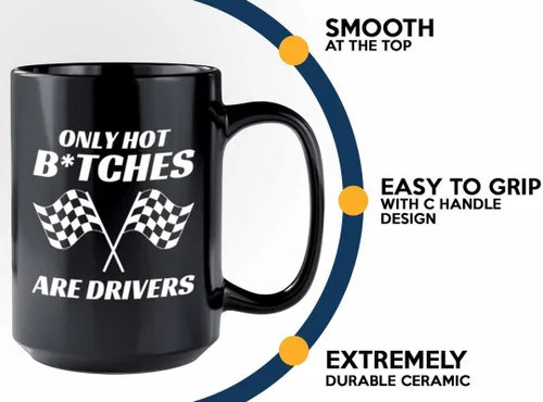 Vista 4 de Taza de café Racer de 15 onzas, color negro, solo conductores calientes, Fuel Speed Racer Car Guys Circuit, regalos para él, papá, hombres, novio