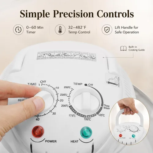 Vista 3 de Freidora de aire de vidrio grande de 18 cuartos – Cocina de circulación halógena y de aire caliente visible en 360°, 1200–1400 W, control preciso