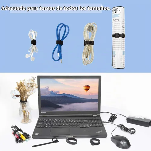 Vista 6 de 150 correas de cierre reutilizables, lazos de gestión de cables de 6 pulgadas, correas organizadoras de gancho y bucle ajustables para el hogar