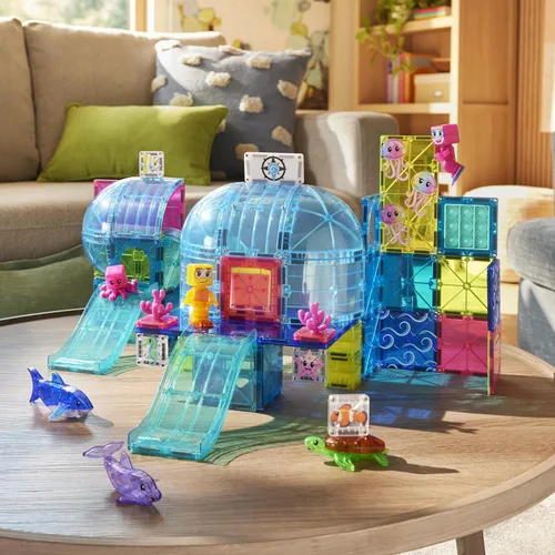 Vista 3 de MAGNA-TILES Undersea Adventure - Juego de construcción magnética de 58 piezas, la marca original de construcción magnética