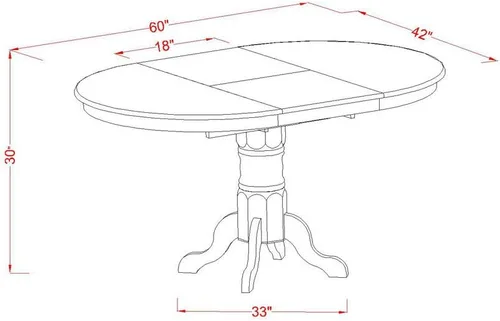 Vista 7 de East West Furniture AVNA5-SBR-C - Juego de mesa de comedor de 5 piezas para 4 personas, incluye una mesa de cocina ovalada con hojas de mariposa y 4