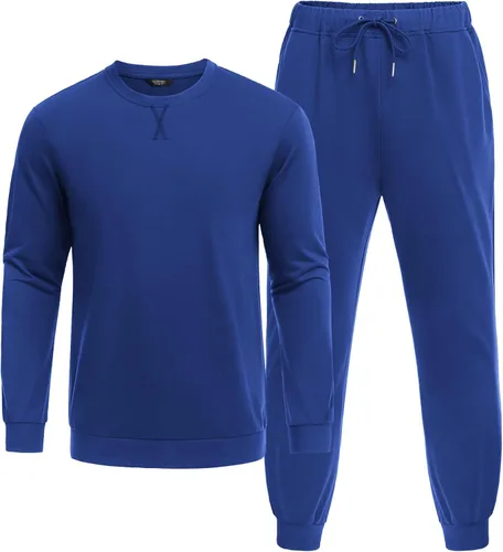 Vista 4 de COOFANDY Chándal para hombre, 2 piezas, manga larga, sin botones, para correr, atlético, casual, sudadera