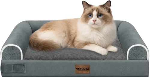 Vista 78 de NANUYA - Cama ortopédica para perros de tamaño mediano/grande, lavable: Camas con almohada para perros de tamaño mediano/grande, sofá de espuma