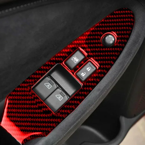 Vista 6 de Accesorios interiores del coche 17 piezas rojo fibra de carbono interior conjunto completo para Nissan 370Z 2009-20
