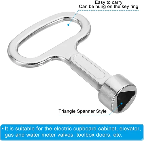 Vista 5 de PATIKIL Llave de enchufe triangular de 0.315 in y 0.354 in, 1 juego/4 piezas llave de medidor de agua a gas para ascensor puerta de elevación