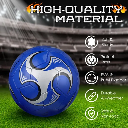 Vista 4 de Deekin 6 pelotas de fútbol con bomba de tamaño 5/4/3 oficial para deportes exteriores, pelota de fútbol desinflada a máquina, para interiores