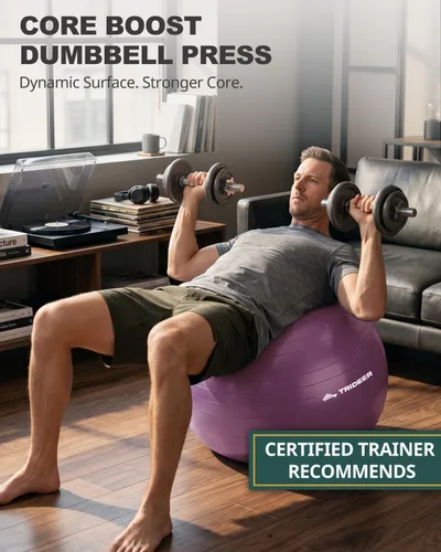 Vista 3 de Trideer Pelota de ejercicio para yoga, pilates y fitness. Equipo de pelota de estabilidad para gimnasio en casa y silla de oficina, accesorios
