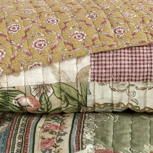 Vista 6 de Chezmoi Collection Delaney - Juego de edredón de 2 piezas, diseño floral de retazos prelavados, 100% algodón, tamaño individual