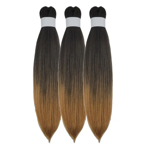 Vista 18 de Pelo corto negro trenzado preestirado de 14 pulgadas para trenzas sin nudos, pelo sintético 1B trenzado para trenzas Bob Box