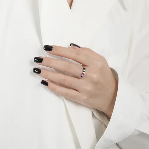 Vista 5 de rongji jewelry Anillo giratorio para aliviar la ansiedad para mujer, anillo abierto de acero inoxidable de calidad y duradero con cuentas giratorias