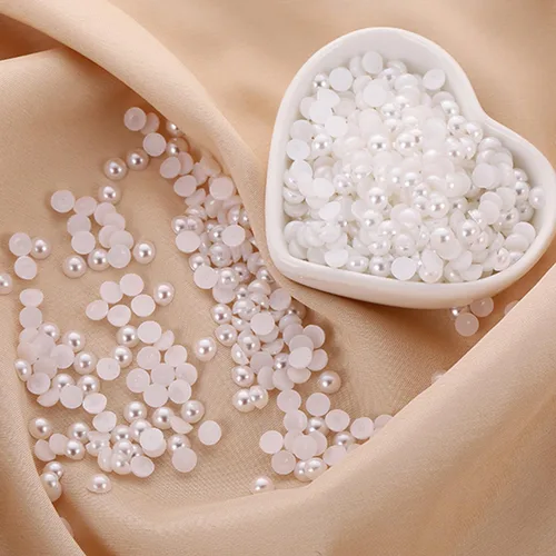 Vista 2 de 6000 perlas blancas planas de 0.157 in para arte de uñas, perlas semicirculares a granel para hacer obras de arte, manualidades, accesorios