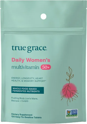 Vista 8 de True Grace Daily Women's Multivitamin 50+ - 60 tabletas fáciles de tragar - Inmune, energía, longevidad y apoyo de memoria - Vegano - Sin gluten