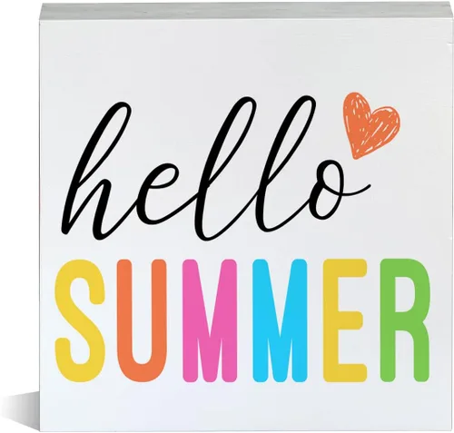 Vista 12 de Cartel de madera Sweet Summer Vibes de madera con bloque de madera de helado de verano, letrero decorativo para escritorio, decoración de estante A05