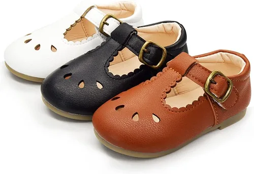 Vista 6 de E-FAK Zapatos Mary Jane planos con lazo antideslizante para niñas pequeñas, zapatos de vestir para primeros pasos, zapatos de boda de princesa