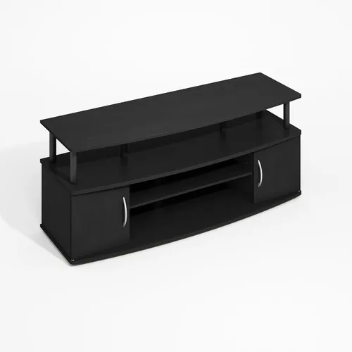 Vista 8 de Furinno Jaya Soporte de TV, centro de entretenimiento de 3 niveles con estante abierto, consola de TV para TV de hasta 50 pulgadas con Roble ámbar