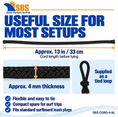 Vista 5 de Cuerda de correa para tabla de surf, nailon de 0.157 in, paquete de 4 – para shortboard, longboard, SUP e iSUP
