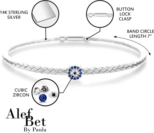Vista 6 de Evil Eye Sterling Silver Bangle Bracelet for Women