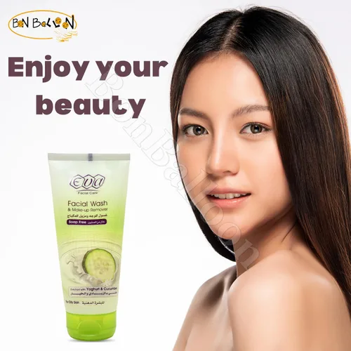 Vista 9 de (5.07 oz /5.1 fl oz) de lavado facial Eva y removedor de maquillaje enriquecido con pepino y yogur. Esta mezcla natural revive tu piel equilibra su
