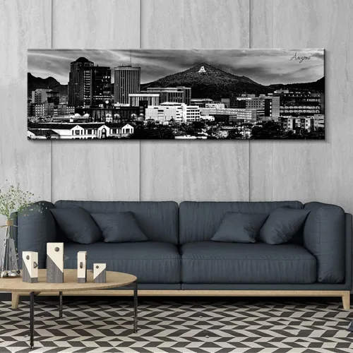 Vista 3 de Arte de Pared de Arizona para Oficina Decoración Negro y Blanco Imágenes de Paisaje Urbano de Tucson para Dormitorio Impresiones en Lienzo