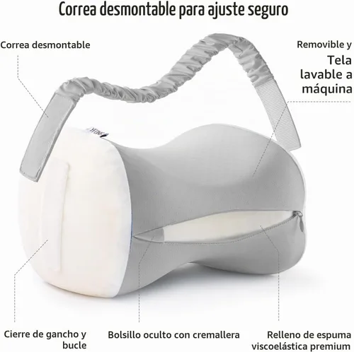 Vista 7 de YFONG Almohada de rodilla para dormir de lado, almohada de espuma viscoelástica, color gris