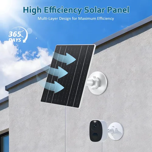 Vista 5 de Zivif Panel solar para cámara de seguridad al aire libre, cargador solar USB C de 10 W compatible con cámara recargable de 5 V, montaje ajustable